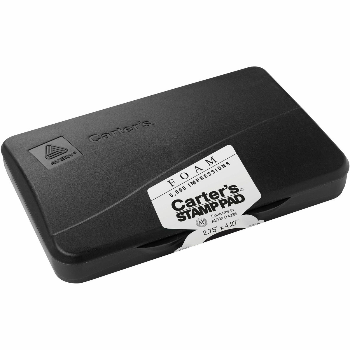Carter's®  Foam Black Stamp Pad, 2.75" x 4.27" (21381) - 2.8" Width x 4.3" Length - Foam Pad - Black Ink - Black - 1 Each
