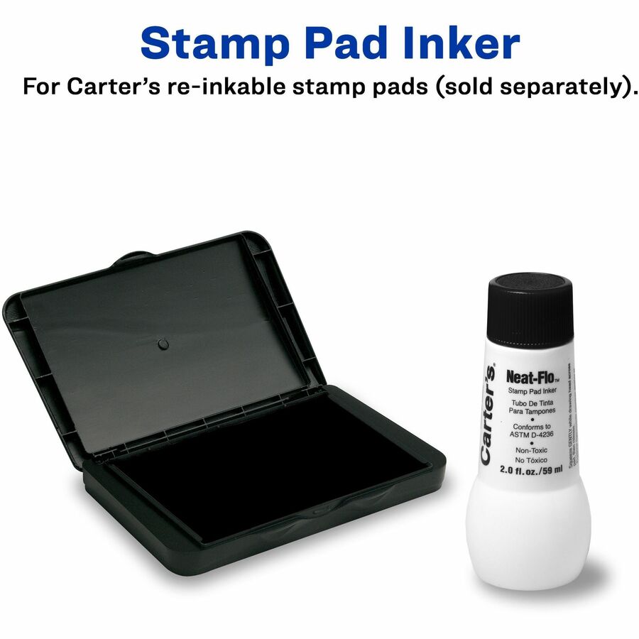 Carter's®  Neat-Flo Stamp Pad Ink Refill - Black Ink - 2 fl oz - Black - 1 Each