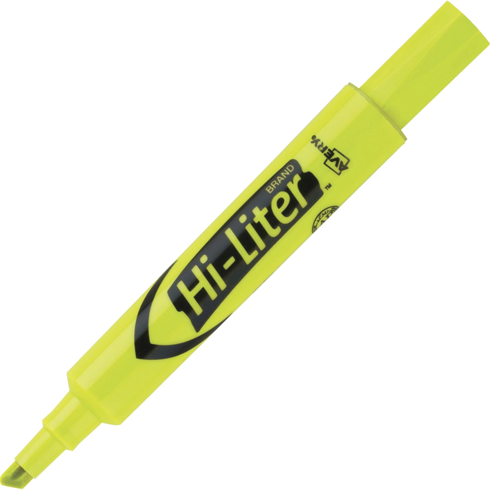 Avery®Desk-Style, Fluorescent Yellow, 1 Count (24000) - Chisel Marker Point - Washable - Fluorescent Yellow Ink - Water Based - Yellow Barrel - 1 Dozen