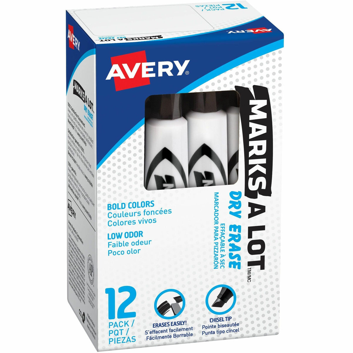 Avery®Desk-Style Dry Erase Markers - 5 mm Chisel Marker Point - Erasable - Black Ink - Dry - Home, Classroom, School, Document, Writing, Office
