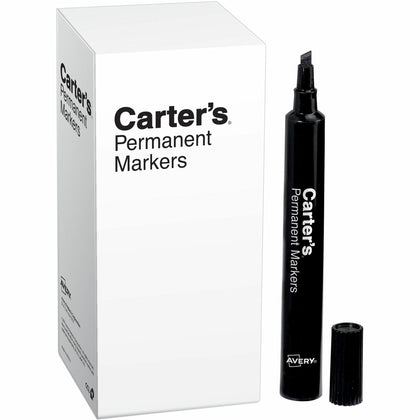 Carter’s Large Desk-Style Permanent Markers - Bold Black Ink - Pack of 12 - & Dry-Erase