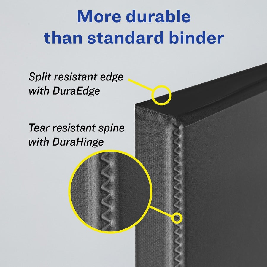 Avery®Durable Binder - DuraHinge - 1" Binder Capacity - Letter - 8 1/2" x 11" Sheet Size - 220 Sheet Capacity - 3 Ring(s) - Fastener(s): Slant D-Ring - Pocket(s): 2, Internal - Blue - Recycled - Gap-free Ring, Stacked Pocket, Rivet - 1 Each