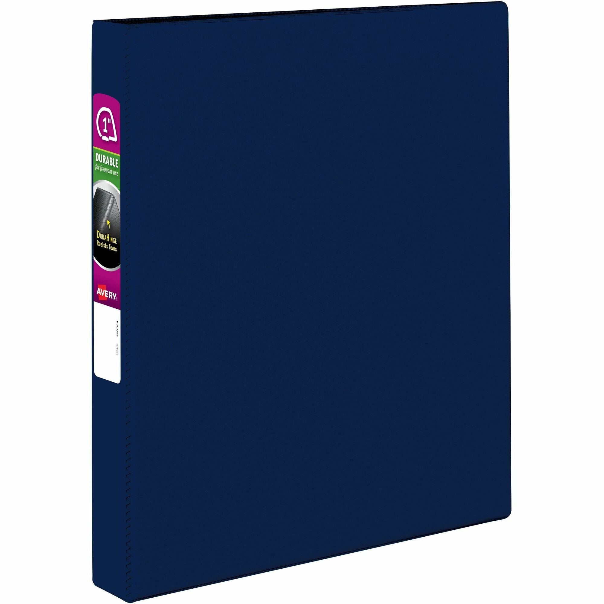 Avery®Durable Binder - DuraHinge - 1" Binder Capacity - Letter - 8 1/2" x 11" Sheet Size - 220 Sheet Capacity - 3 Ring(s) - Fastener(s): Slant D-Ring - Pocket(s): 2, Internal - Blue - Recycled - Gap-free Ring, Stacked Pocket, Rivet - 1 Each