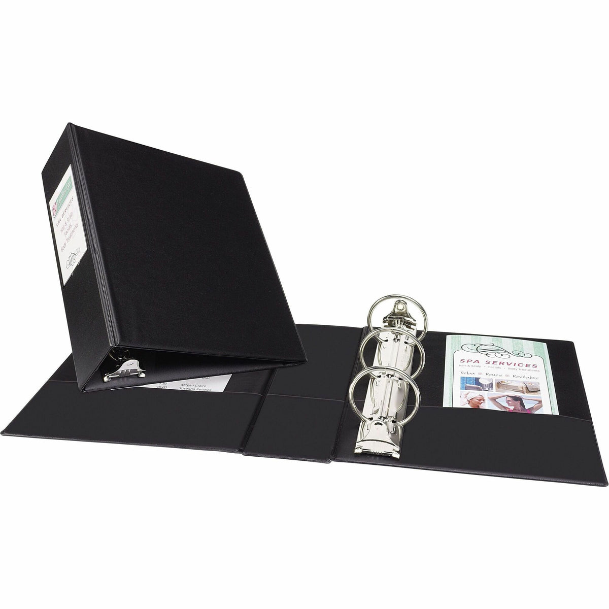 Avery®Mini Durable Binder - 2" Binder Capacity - 8 1/2" x 5 1/2" Sheet Size - 375 Sheet Capacity - 3 Ring(s) - Fastener(s): Round Ring - Pocket(s): 2, Internal - Vinyl - Black - Gap-free Ring, Label Holder, Stacked Pocket, Rivet - 1 Each