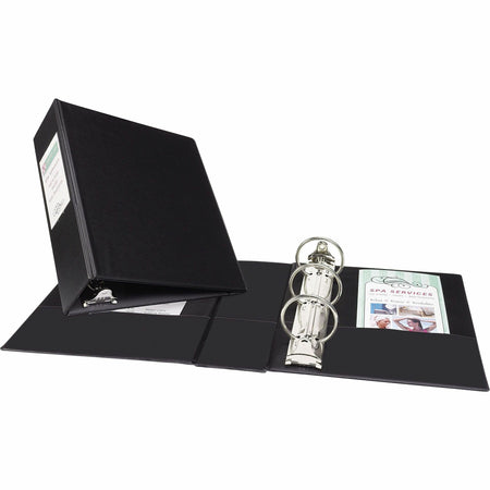 Avery®Mini Durable Binder - 2" Binder Capacity - 8 1/2" x 5 1/2" Sheet Size - 375 Sheet Capacity - 3 Ring(s) - Fastener(s): Round Ring - Pocket(s): 2, Internal - Vinyl - Black - Gap-free Ring, Label Holder, Stacked Pocket, Rivet - 1 Each