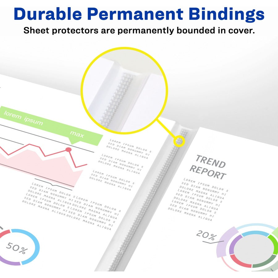 Avery®White Presentation Book - Letter - 8 1/2" x 11" Sheet Size - 24 Sheet Capacity - Pocket(s): Internal - Polypropylene - Non-stick, Spill-free, Durable - 1 Each