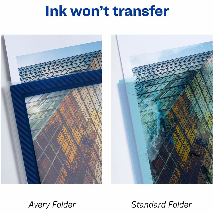 Avery®Flexi-View Letter Pocket Folder - 8 1/2" x 11" - 150 Sheets Capacity - 6 Internal Pocket(s) - Polypropylene - Navy Blue - Non-stick, CD Holder, Durable - 1 Each