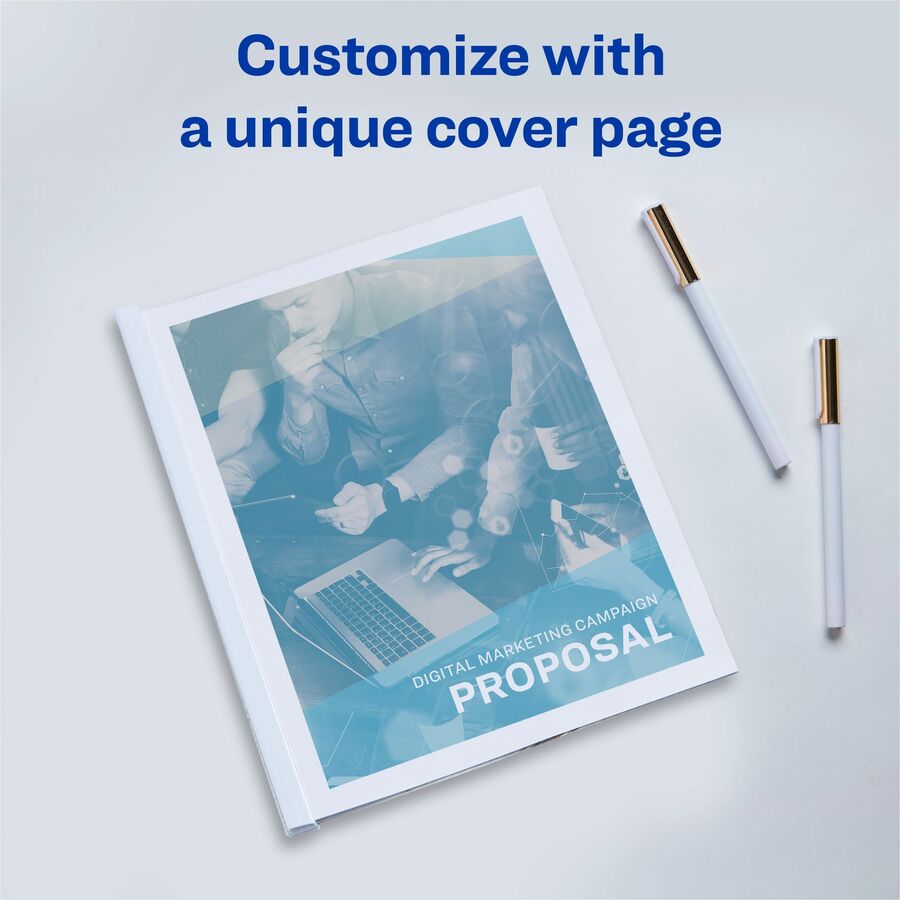 Avery®Report Cover - 1/8" Folder Capacity - 20 Sheets Capacity - Poly - White, Clear - Non-stick - 50 / Box