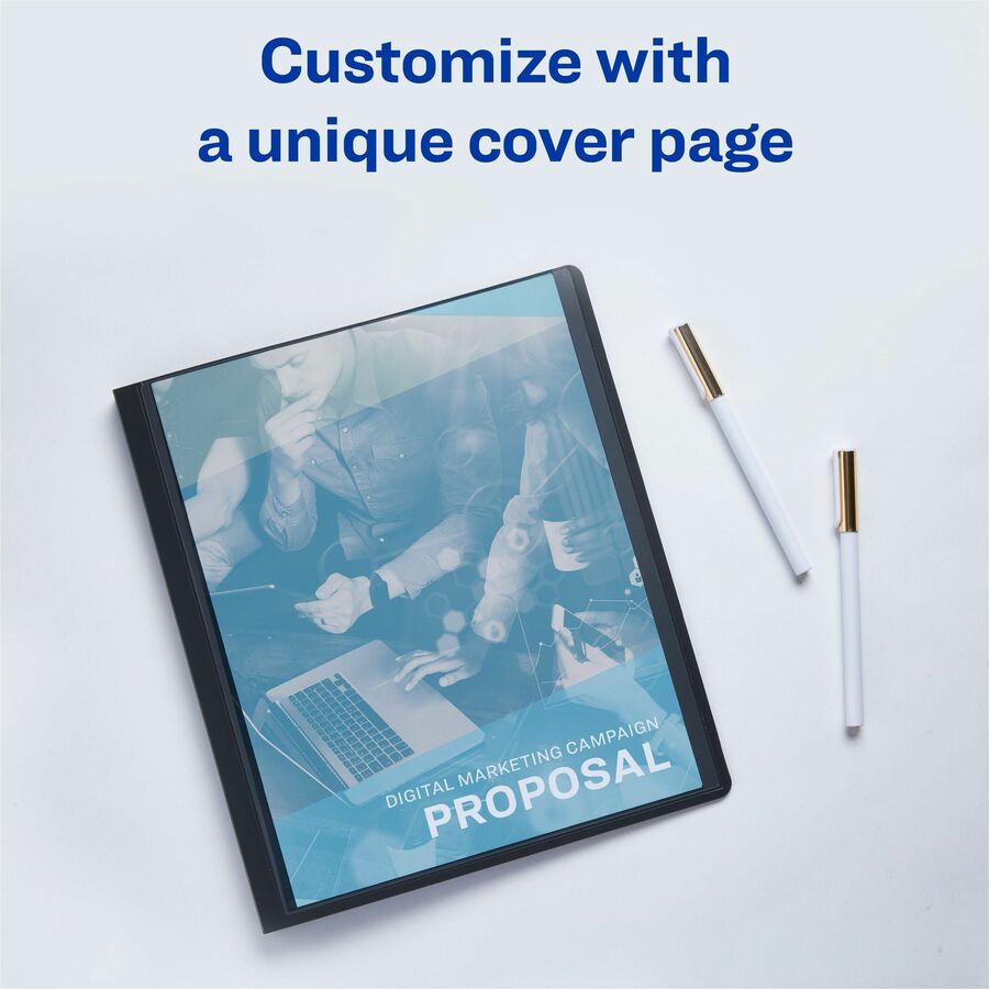 Avery®Letter Report Cover - 1/2" Folder Capacity - 8 1/2" x 11" - 50 Sheets Capacity - 3 Fastener(s) - Polypropylene - Clear, Gray - Clear Overlay, Lay Flat, Non-stick, Durable - 1 Each