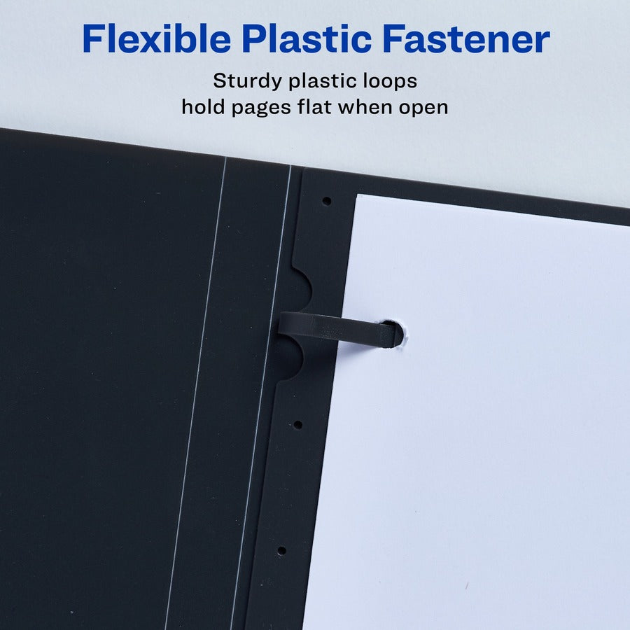 Avery®Letter Report Cover - 1/2" Folder Capacity - 8 1/2" x 11" - 50 Sheets Capacity - 3 Fastener(s) - Polypropylene - Clear, Gray - Clear Overlay, Lay Flat, Non-stick, Durable - 1 Each