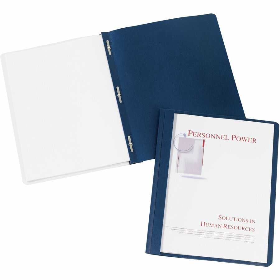 Avery®Letter Report Cover - 8 1/2" x 11" - 20 Sheets Capacity - 3 x Double Prong Fastener(s) - 1/2" for Folder - Metal, Polypropylene - Dark Blue - 0% Recycled - 25 / Box