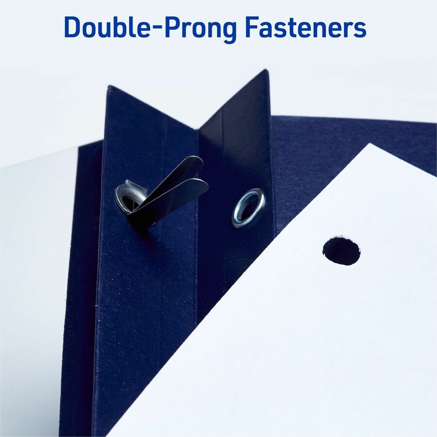 Avery®Letter Report Cover - 8 1/2" x 11" - 20 Sheets Capacity - 3 x Double Prong Fastener(s) - 1/2" for Folder - Metal, Polypropylene - Dark Blue - 0% Recycled - 25 / Box