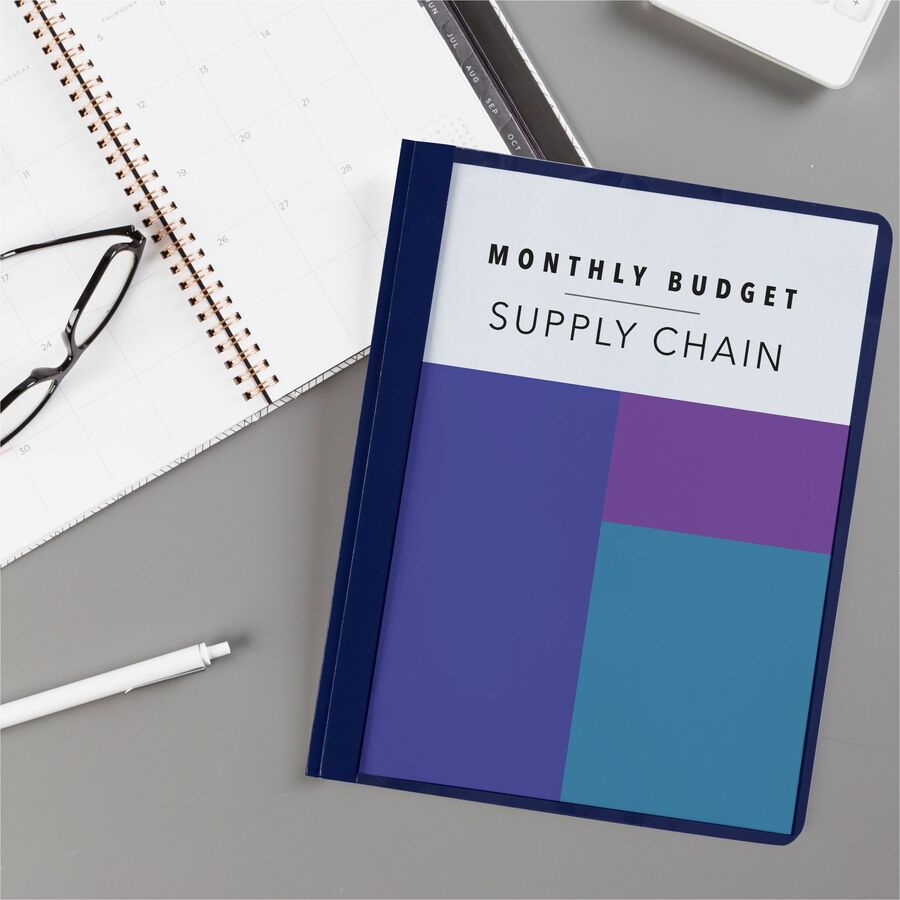 Avery®Letter Report Cover - 8 1/2" x 11" - 20 Sheets Capacity - 3 x Double Prong Fastener(s) - 1/2" for Folder - Metal, Polypropylene - Dark Blue - 0% Recycled - 25 / Box