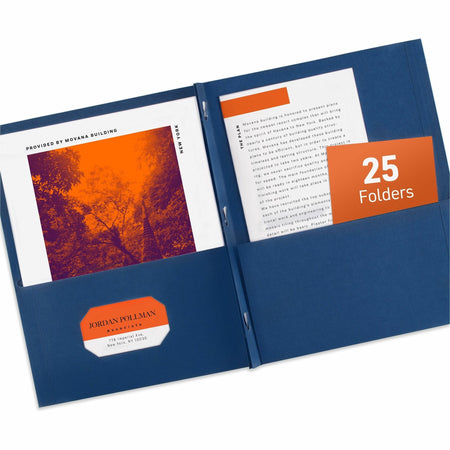 Avery®Letter Report Cover - 8 1/2" x 11" - 70 Sheets Capacity - 3 x 3-prong Fastener Fastener(s) - 1/2" for Folder - 2 Internal Pocket(s) - Paper - Dark Blue - 0% Recycled - 25 / Box