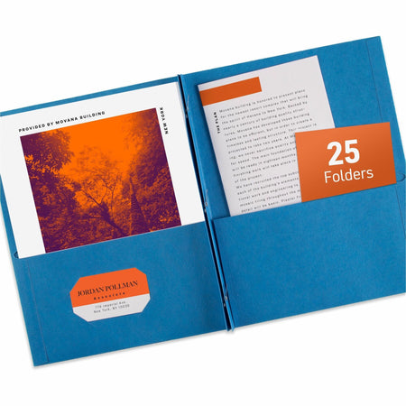 Avery®Letter Report Cover - 8 1/2" x 11" - 70 Sheets Capacity - 3 x 3-prong Fastener Fastener(s) - 1/2" for Folder - 2 Internal Pocket(s) - Paper - Light Blue - 0% Recycled - 25 / Box