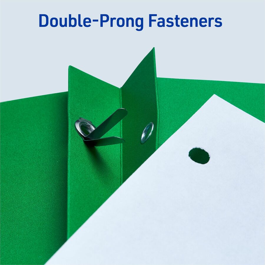 Avery®Letter Report Cover - 8 1/2" x 11" - 70 Sheets Capacity - 3 x 3-prong Fastener Fastener(s) - 1/2" for Folder - 2 Internal Pocket(s) - Paper - Green - 0% Recycled - 25 / Box