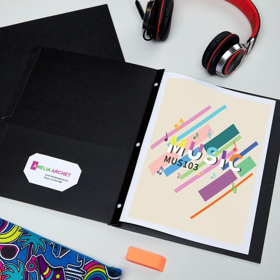 Avery®Letter Report Cover - 8 1/2" x 11" - 70 Sheets Capacity - 3 x 3-prong Fastener Fastener(s) - 1/2" for Folder - 2 Internal Pocket(s) - Black - 0% Recycled - 25 / Box