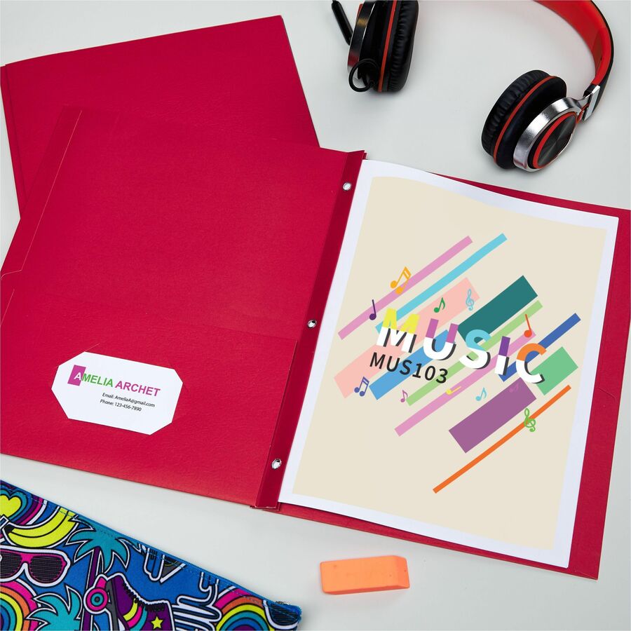 Avery®Letter Report Cover - 8 1/2" x 11" - 70 Sheets Capacity - 3 x 3-prong Fastener Fastener(s) - 1/2" for Folder - 2 Internal Pocket(s) - Paper - Red - 0% Recycled - 25 / Box