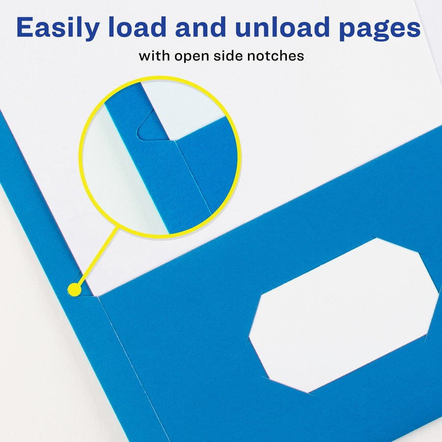 Avery®Letter Pocket Folder - 8 1/2" x 11" - 40 Sheets Capacity - 2 Internal Pocket(s) - Paper - Light Blue - 0% Recycled - 25 / Box
