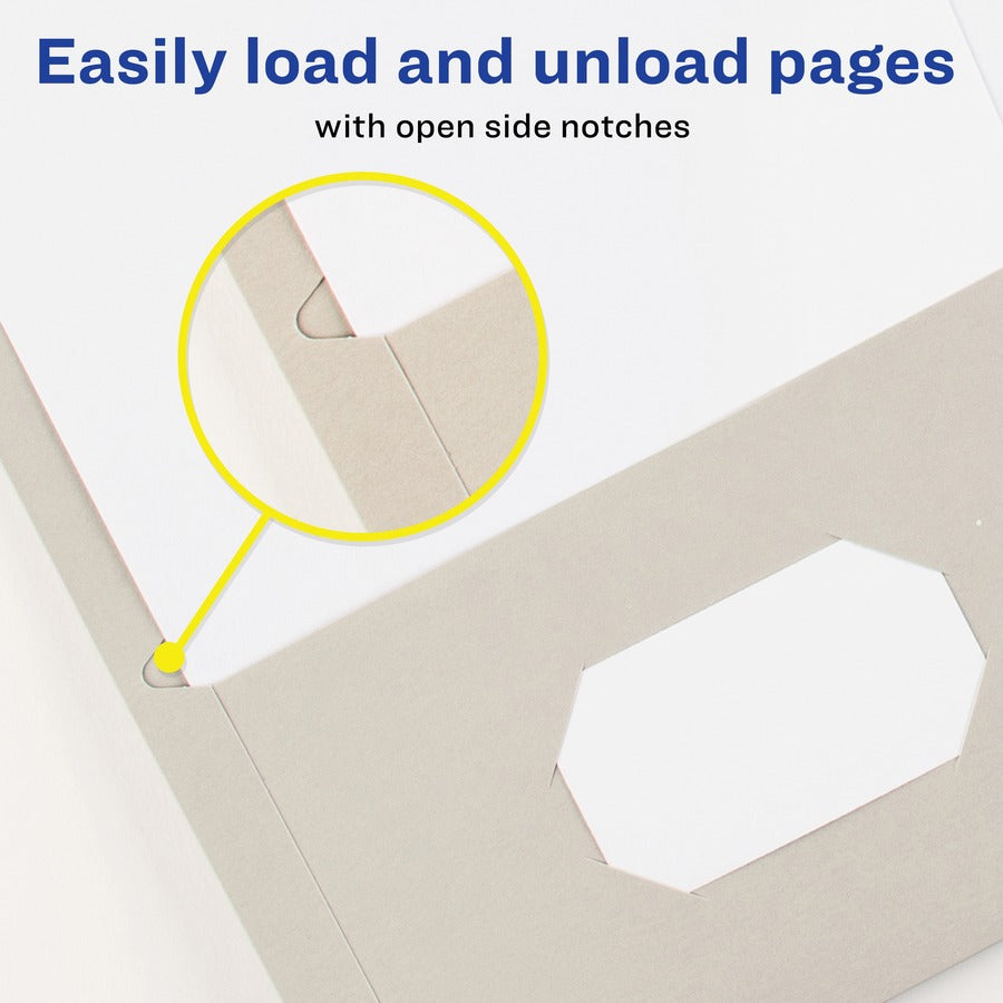 Avery®Letter Pocket Folder - 8 1/2" x 11" - 40 Sheets Capacity - 2 Internal Pocket(s) - Paper - Gray - 0% Recycled - 25 / Box