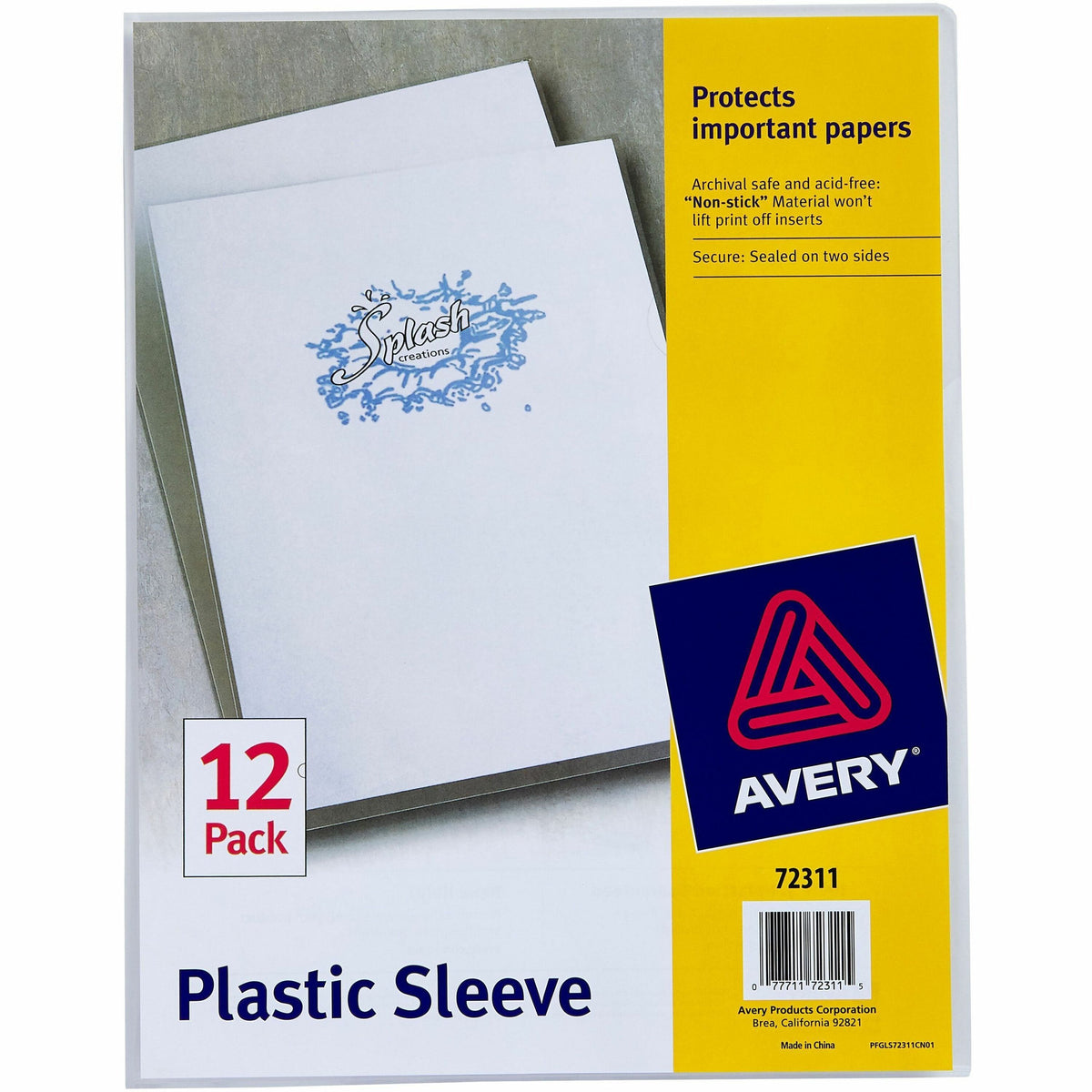 Avery®  Letter File Sleeve - 8 1/2" x 11" - 100 Sheets Capacity - Polypropylene - Clear - Non-stick, Lightweight - 12 / Pack