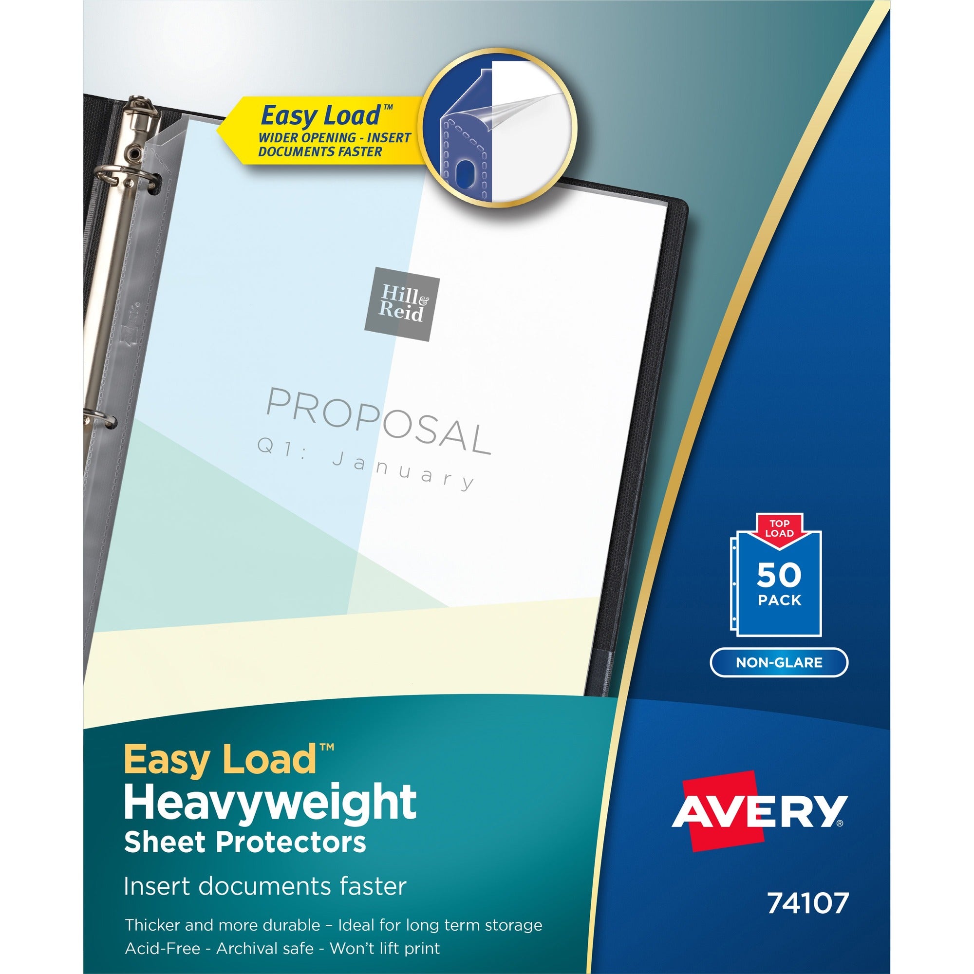 Avery® Non-Glare Heavyweight Sheet Protectors - For Letter 8 1/2" x 11" Sheet - Clear - Polypropylene - 50 / Box
