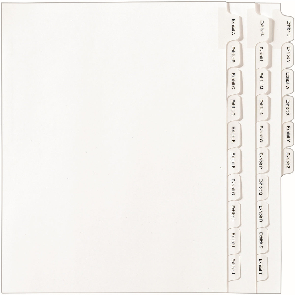 Avery® Allstate Style EXHIBIT Tab Legal Dividers - 1 x Divider(s) - Side Tab(s) - EXHIBIT A-Z - 25 Tab(s)/Set - 8.5" Divider Width x 11" Divider Length - Letter - 8.50" Width x 11" Length - White Paper Divider - White Tab(s) - 20% Recycled - 26 / Set