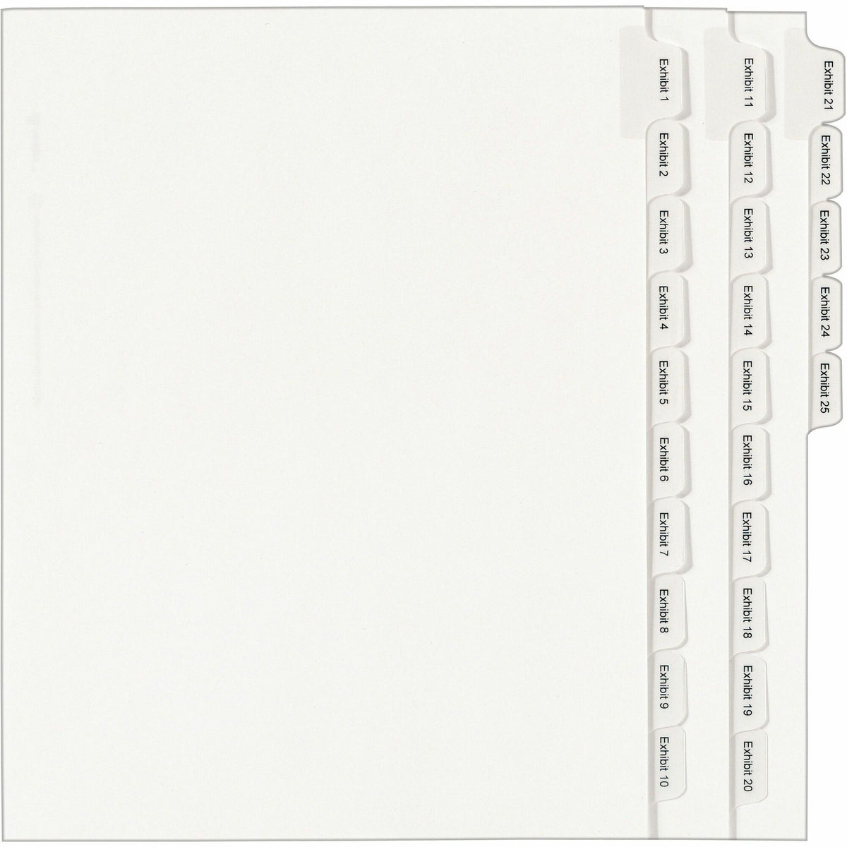 Avery® Index Divider - 1 x Divider(s) - Side Tab(s) - Exhibit 1-25 - 25 Tab(s)/Set - 8.5" Divider Width x 11" Divider Length - Letter - 8.50" Width x 11" Length - White Paper Divider - White Tab(s) - 20% Recycled - 25 / Set