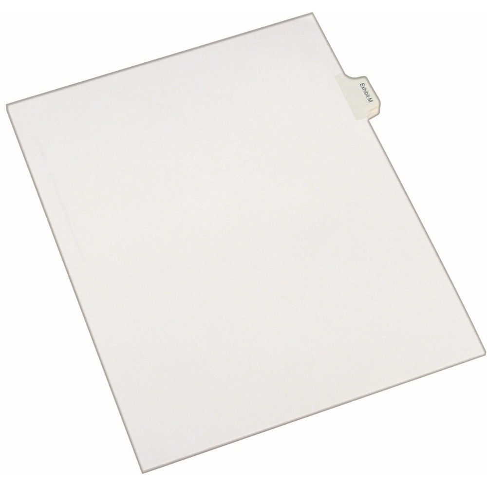 Avery® Index Divider - 25 x Divider(s) - Side Tab(s) - Exhibit M - 1 Tab(s)/Set - 8.5" Divider Width x 11" Divider Length - Legal - 8.50" Width x 11" Length - White Paper Divider - 20% Recycled - 25 / Pack