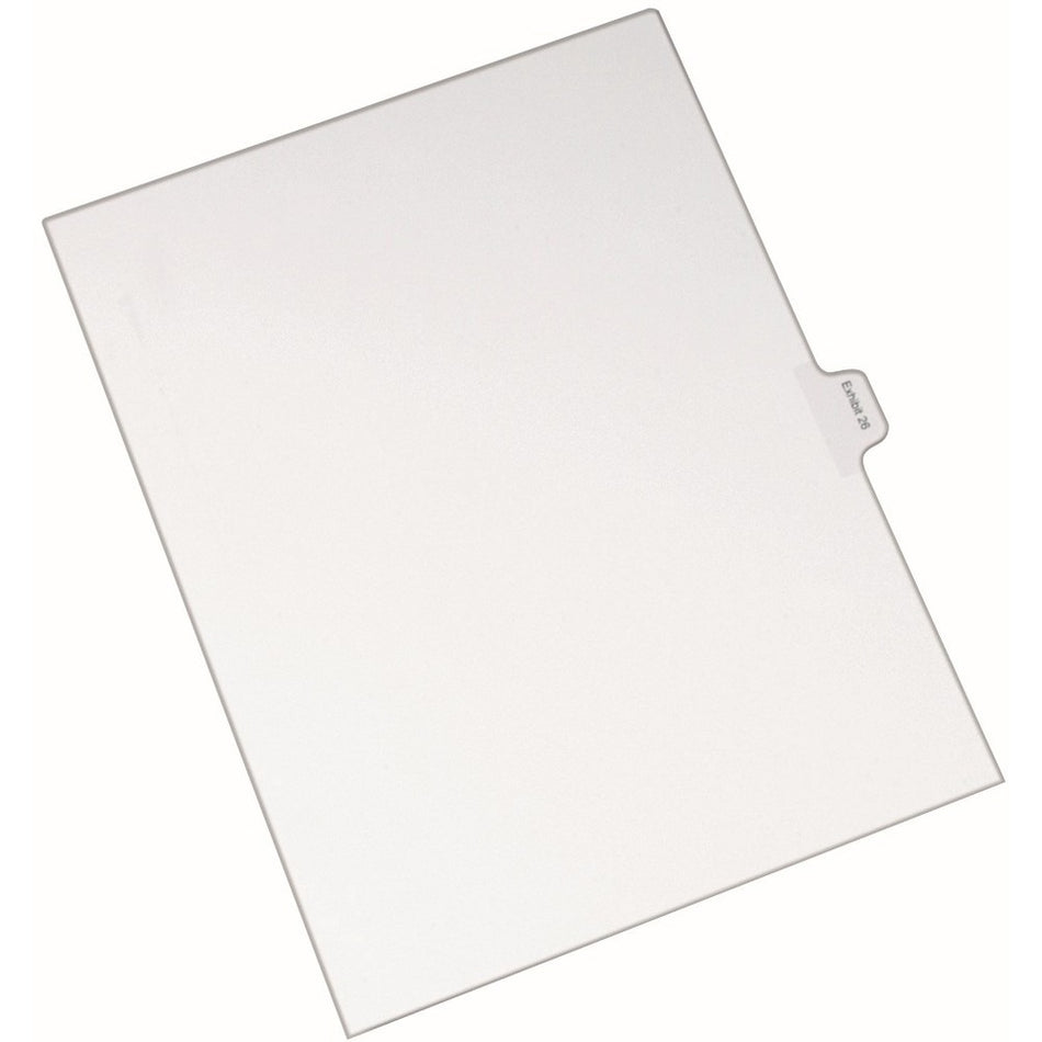 Avery® Index Divider - 25 x Divider(s) - Side Tab(s) - Exhibit 26 - 1 Tab(s)/Set - 8.5" Divider Width x 11" Divider Length - Letter - 8.50" Width x 11" Length - White Paper Divider - 20% Recycled - 25 / Pack