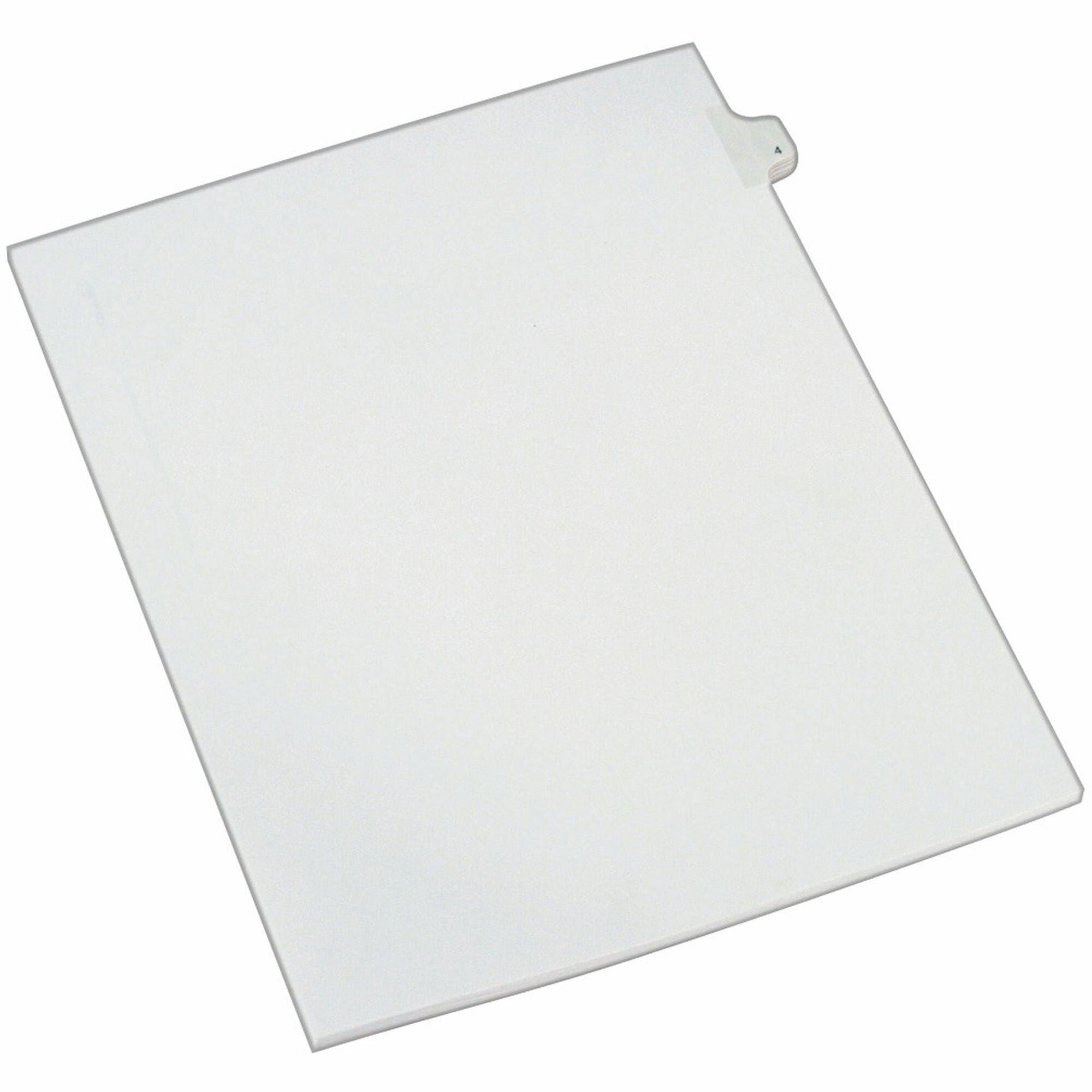 Avery® Alllstate Style Individual Legal Dividers - 25 x Divider(s) - Side Tab(s) - 4 - 1 Tab(s)/Set - 8.5" Divider Width x 11" Divider Length - Letter - 8.50" Width x 11" Length - White Paper Divider - 20% Recycled - 25 / Pack