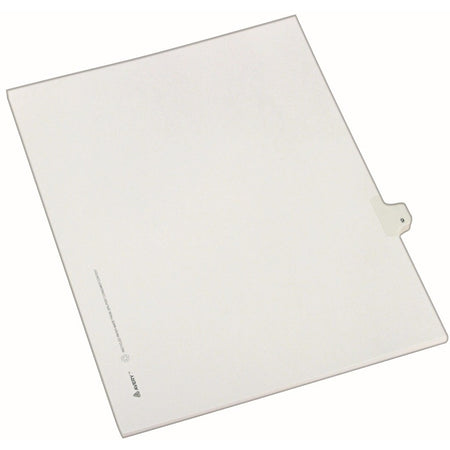 Avery® Individual Legal Dividers Allstate(R) Style, Letter Size, Side Tab #9 (82207) - 25 x Divider(s) - Side Tab(s) - 9 - 1 Tab(s)/Set - 8.5" Divider Width x 11" Divider Length - Letter - White Paper Divider - Clear Tab(s) - 20% Recycled
