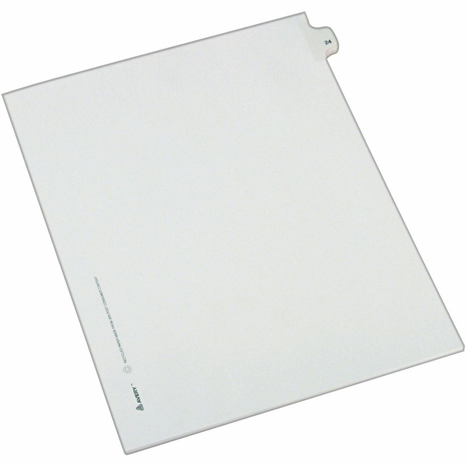 Avery® Alllstate Style Individual Legal Dividers - 25 x Divider(s) - Side Tab(s) - 24 - 1 Tab(s)/Set - 8.5" Divider Width x 11" Divider Length - Letter - 8.50" Width x 11" Length - Paper Divider - White Tab(s) - 20% Recycled - 25 / Pack