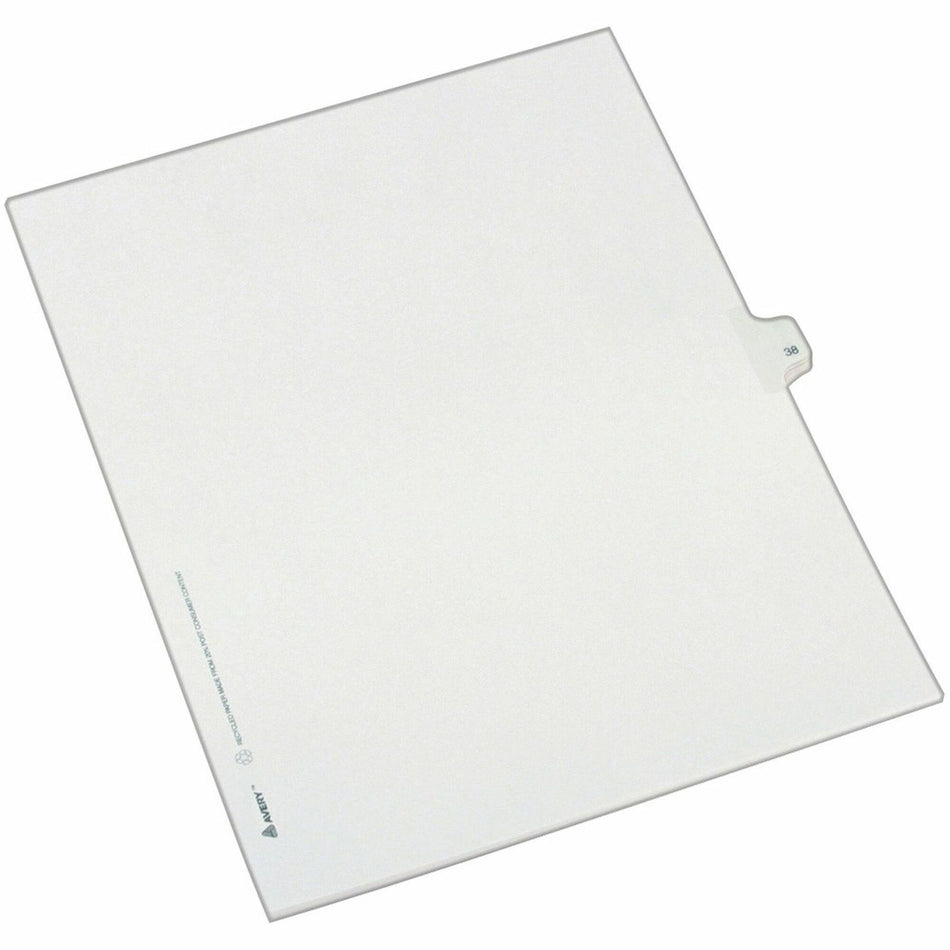 Avery® Alllstate Style Individual Legal Dividers - 25 x Divider(s) - Side Tab(s) - 38 - 1 Tab(s)/Set - 8.5" Divider Width x 11" Divider Length - Letter - 8.50" Width x 11" Length - Paper Divider - White Tab(s) - 20% Recycled - 25 / Pack