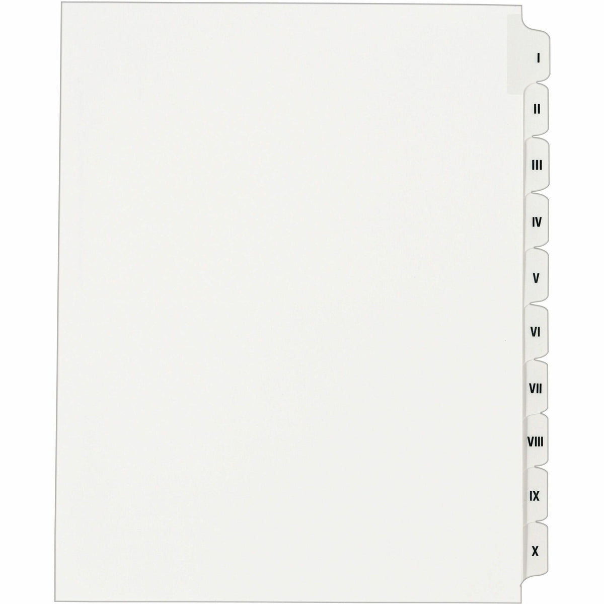 Avery® Individual Legal Dividers - 1 x Divider(s) - Side Tab(s) - I-X - 10 Tab(s)/Set - 8.5" Divider Width x 11" Divider Length - Letter - 8.50" Width x 11" Length - White Paper Divider - White Tab(s) - 20% Recycled - 10 / Set