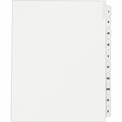 Avery® Individual Legal Dividers - 1 x Divider(s) - Side Tab(s) - I-X - 10 Tab(s)/Set - 8.5" Divider Width x 11" Divider Length - Letter - 8.50" Width x 11" Length - White Paper Divider - White Tab(s) - 20% Recycled - 10 / Set