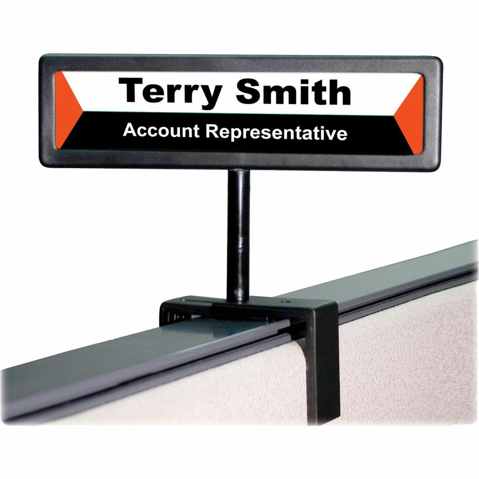 Advantus People Pointer Cubicle Sign - 9" Width x 2.5" Height x 0.6" Depth - Cubicle-mountable - Black - 1 Each