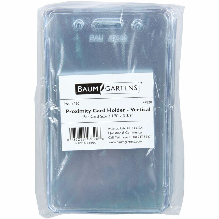 SICURIX Badge Holder - Support 2.37" x 3.50" Media - Vertical - Vinyl - Clear - 50 / Pack