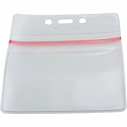 SICURIX Badge Holder: Horizontal Vinyl Clear Zipper Lock - 50 Pack - ID Badges & Supplies