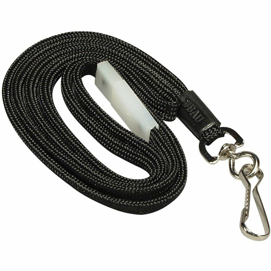 SICURIX Hook Fastener Breakaway Lanyard - J-Hook Attachment - 0.3" Width x 36" Length - Black - 1 Each