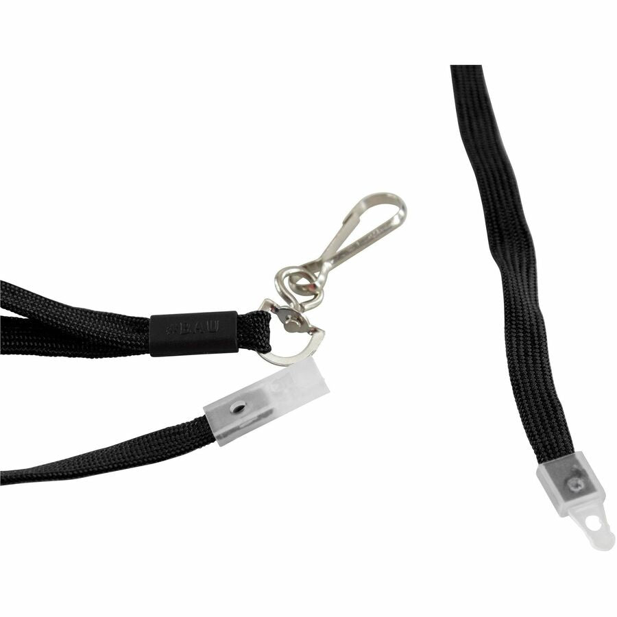SICURIX Hook Fastener Breakaway Lanyard - J-Hook Attachment - 0.3" Width x 36" Length - Black - 1 Each