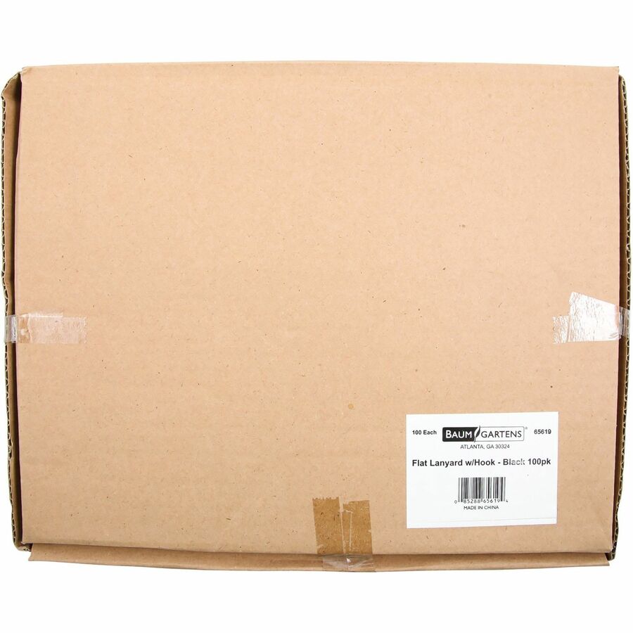 SICURIX Shoelace-style Flat Hook Lanyard - Hook Attachment - 36" Length - Black - Metal - 100 / Box