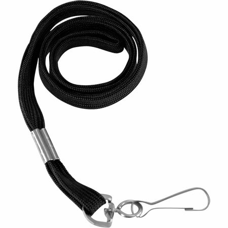 SICURIX Shoelace-style Flat Hook Lanyard - Hook Attachment - 36" Length - Black - Metal - 100 / Box