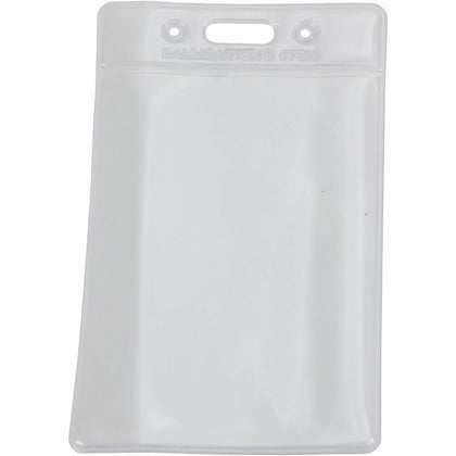 SICURIX Vertical Badge Holder - Clear Vinyl - Sturdy - 12 Pack - ID Badges & Supplies