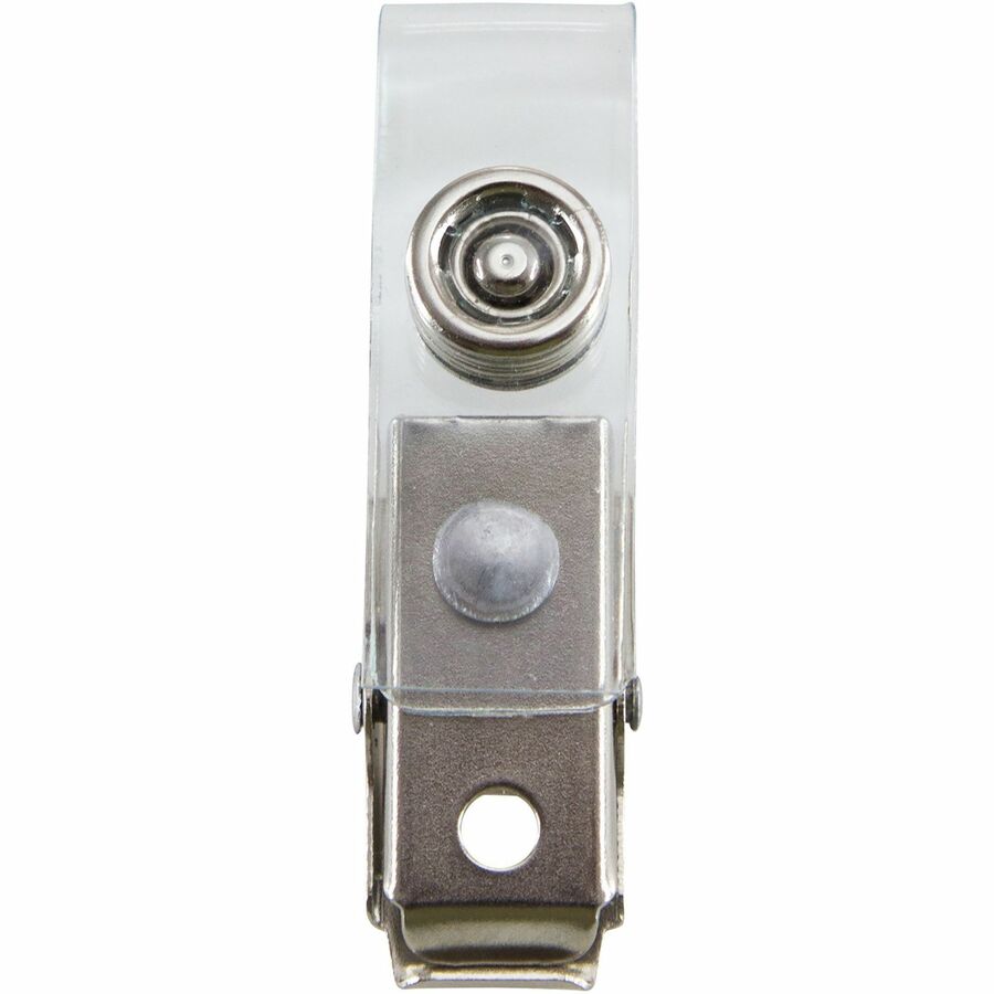 SICURIX Button ID Badge Strap Clips Clip 25 Pack CLEAR (68010) - for ID Card, Backpack, Badge - Pre-punched, Sturdy - Clear - Metal - 25 / Pack