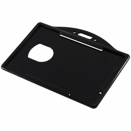 SICURIX Horizontal Plastic Badge Holder in Black - 25 Pack - ID Badges & Supplies