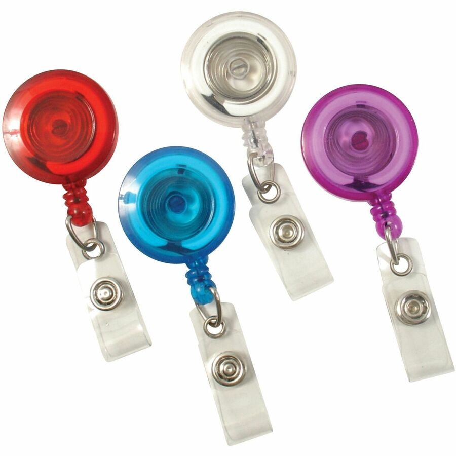 SICURIX Badge Holder - Plastic - Translucent, Red, Blue, Clear, Purple - Compact - 4 / Pack