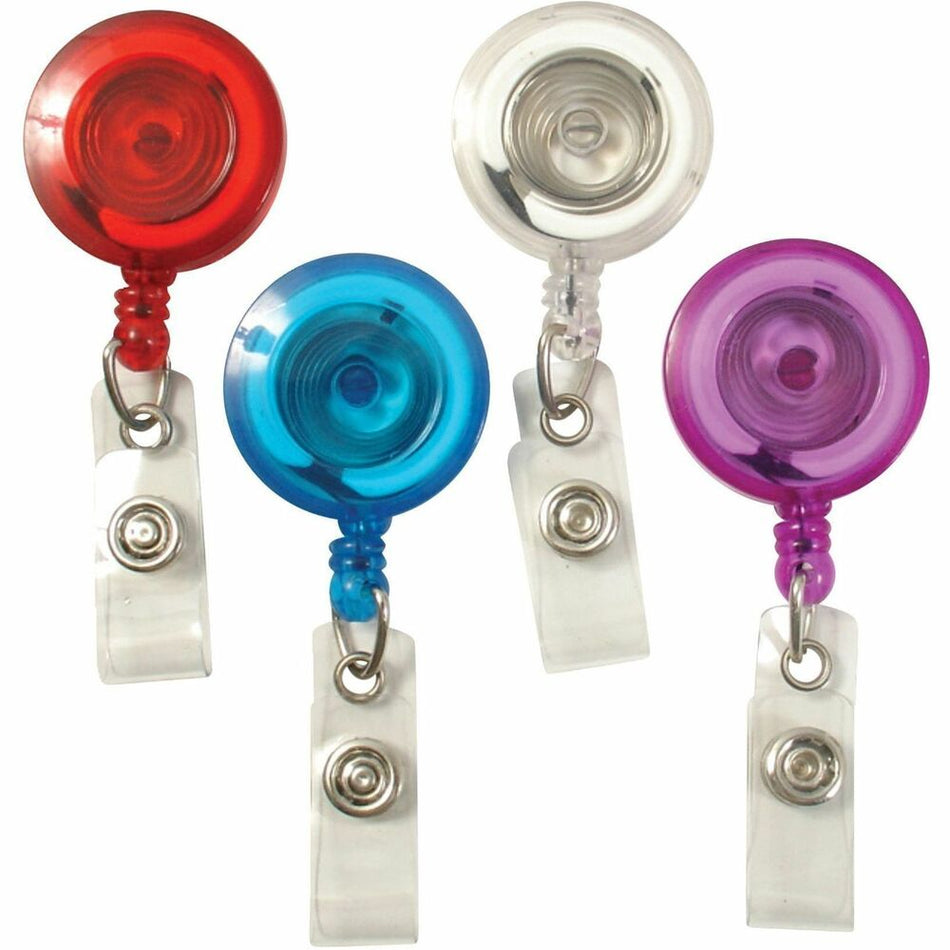 SICURIX Badge Holder - Plastic - Translucent, Red, Blue, Clear, Purple - Compact - 4 / Pack