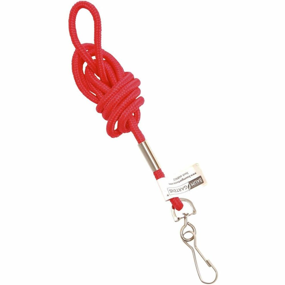 SICURIX Standard Rope Lanyard - Rugged - Standard - Hook Attachment - 36" Length - Red - Nylon - 1 Each