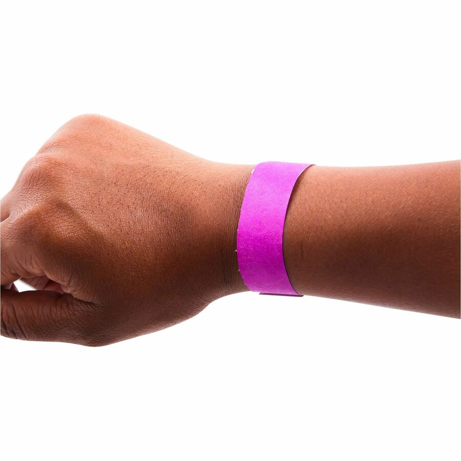 SICURIX Standard Dupont Tyvek Security Wristband - Standard - 0.8" Height x 10" Width - Purple - Tyvek - 100 / Pack